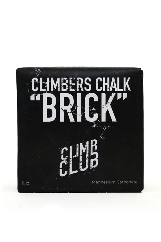 Climbers Chalk Brick packaging with 'Climb Club' branding on a white background