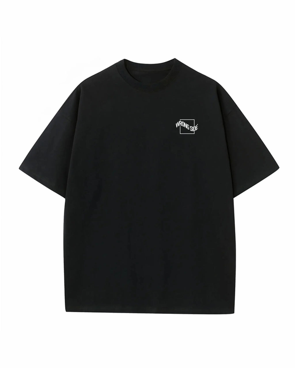 Black Climb Club t-shirt with 'Wrong Side' white logo on chest, minimalist design