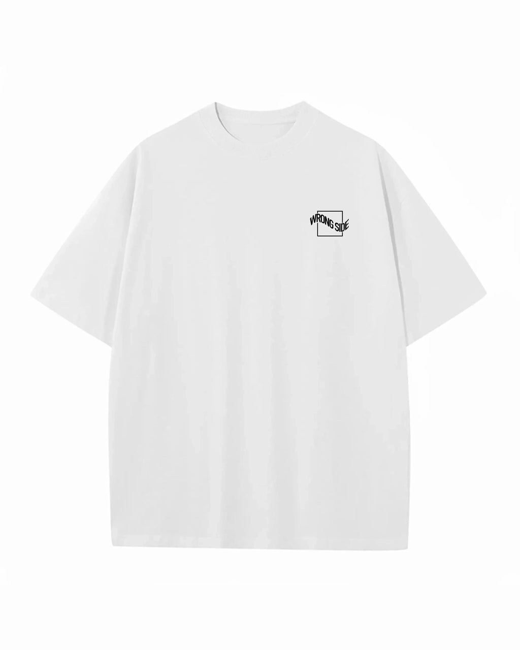 White Climb Club t-shirt with 'WRONG SIDE' text graphic, minimalist design